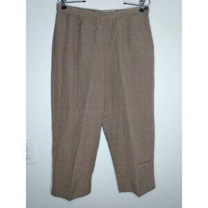 AKA Eddie Bauer Womens Sz 12 Silk Linen Pants Trouser Slim Fit Brown Check Capri